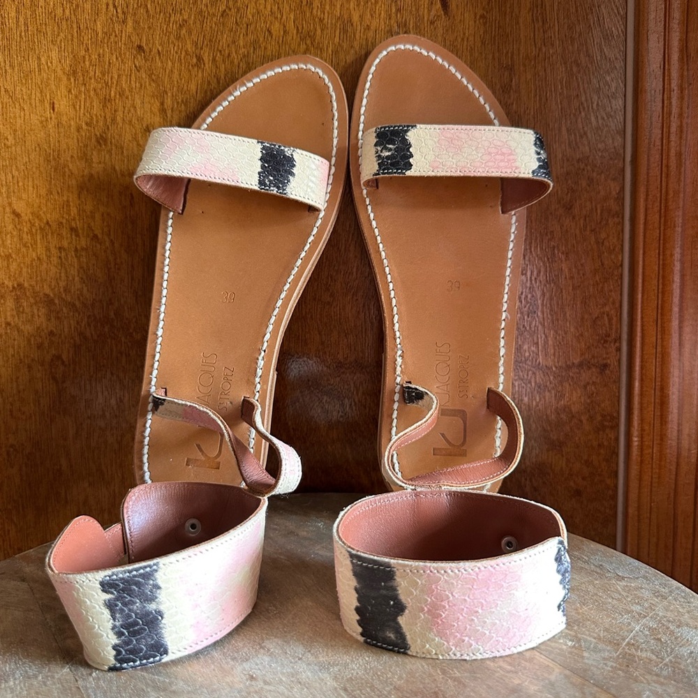 K Jacques St. Tropez leather Women's snakeskin Sandals